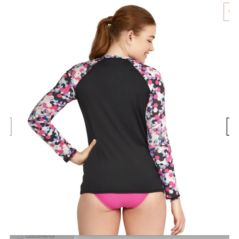 Speedo Women's Long Sleeve Printed Rashguard Pink Size XL - Picture 4 of 8